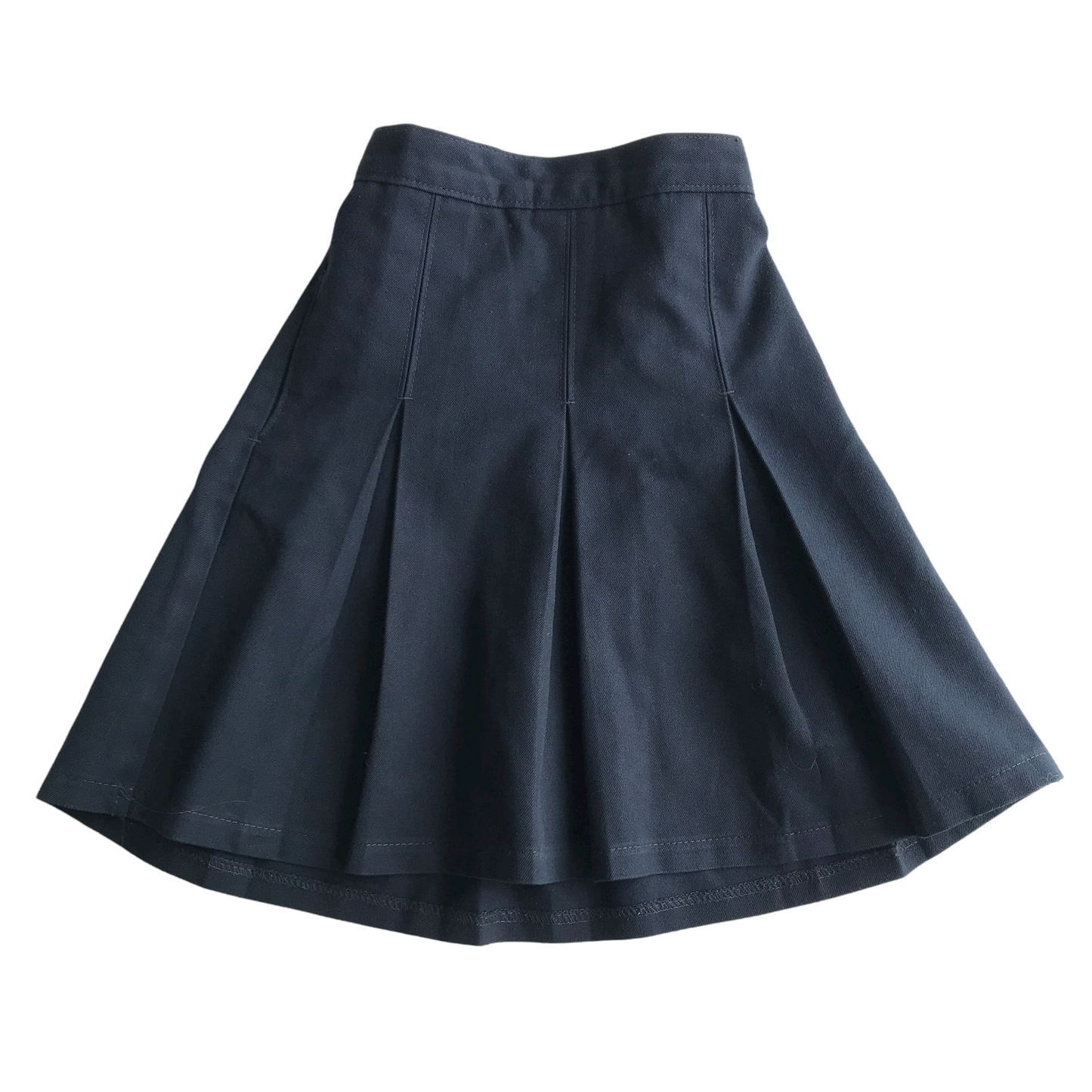Navy Blue School Skirt with Thin Waistband and pleats