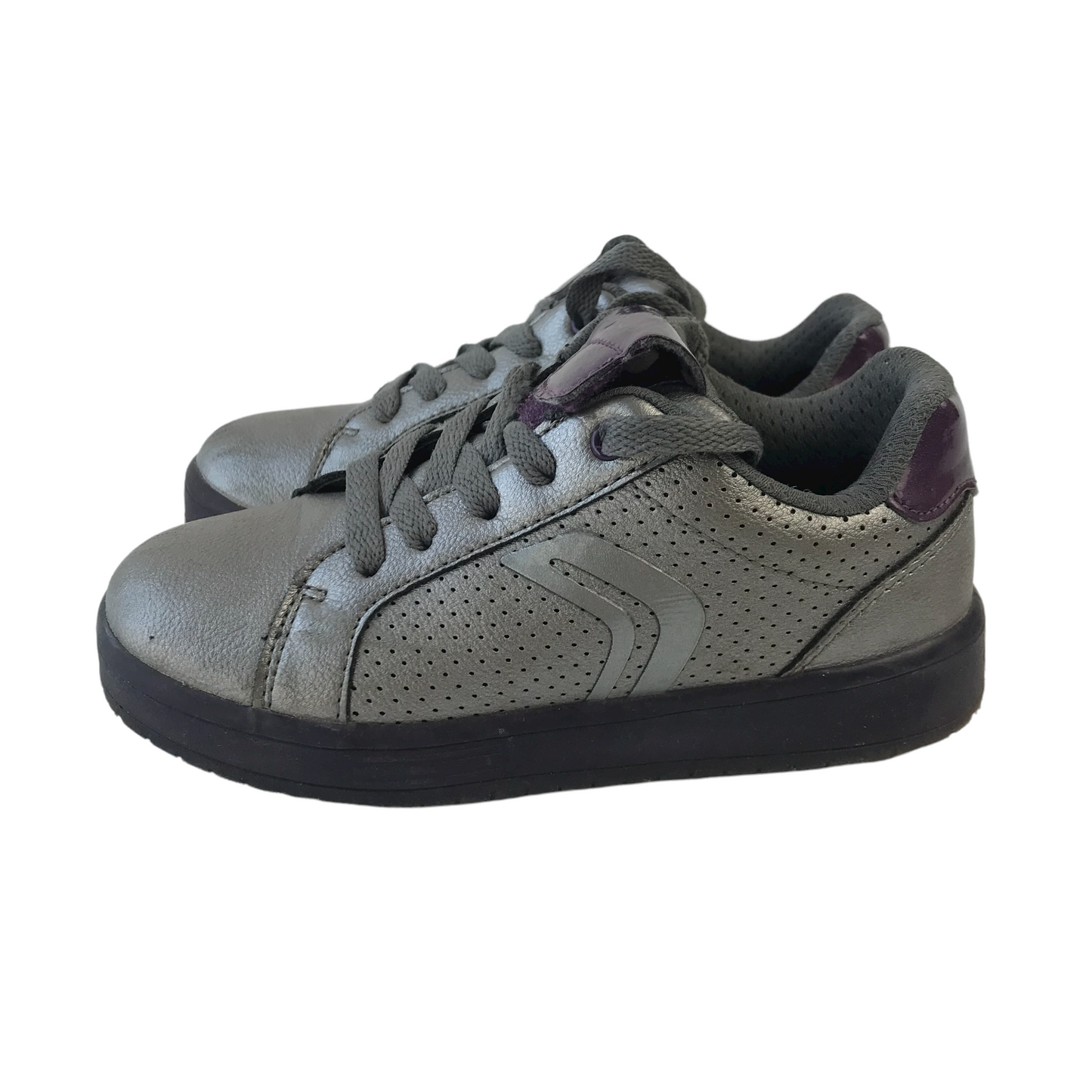 Geox Grey Metallic Shine Trainers Shoe Size 11 (jr)