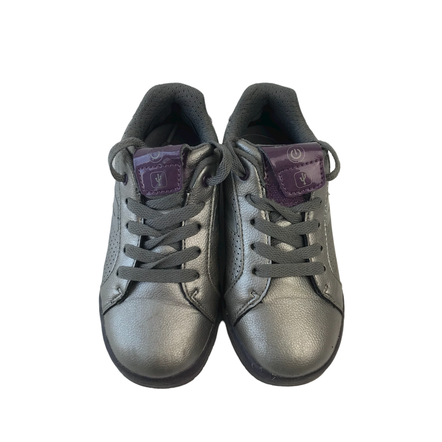 Geox Grey Metallic Shine Trainers Shoe Size 11 (jr)
