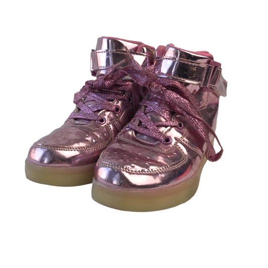 Metallic Shine Pink High Tops Trainers Shoe Size 11.5 (jr)