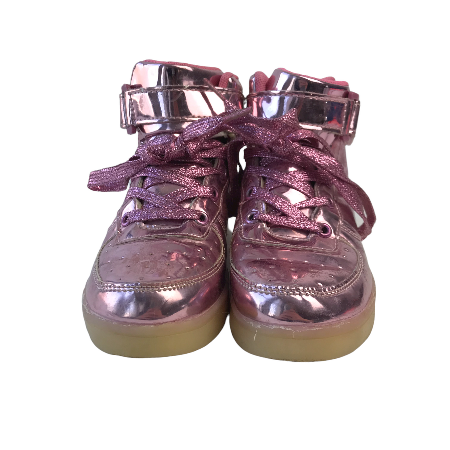 Metallic Shine Pink High Tops Trainers Shoe Size 11.5 (jr)