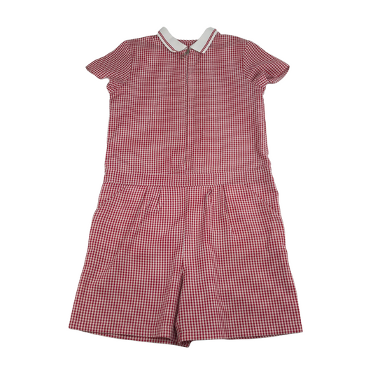 George Red School Gingham Summer Jumpsuit  Age 9