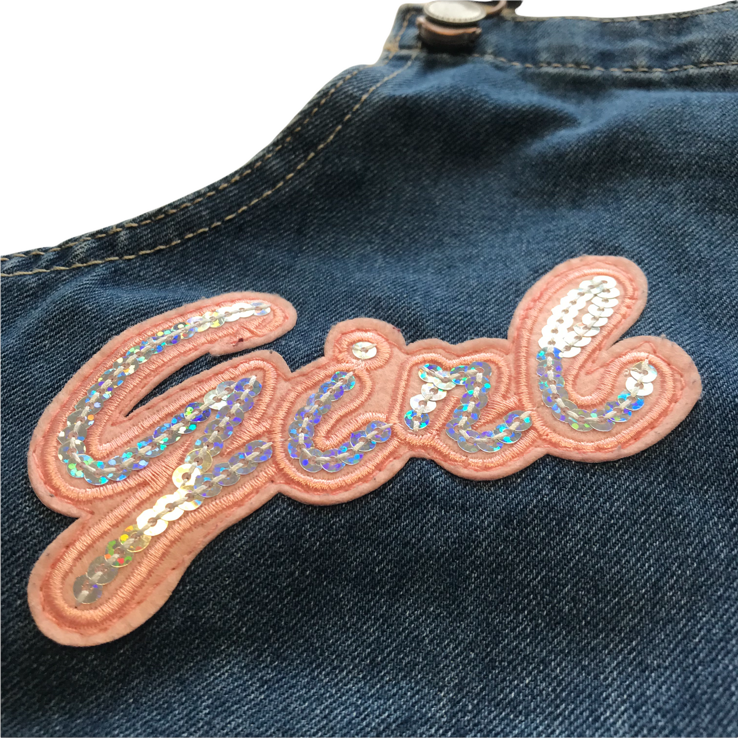 George Denim Sequin Patched Dungaree Dress Age 8