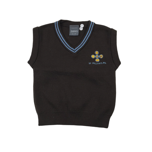 St. Fillan's Primary Brown Tank Top with Blue V-neck