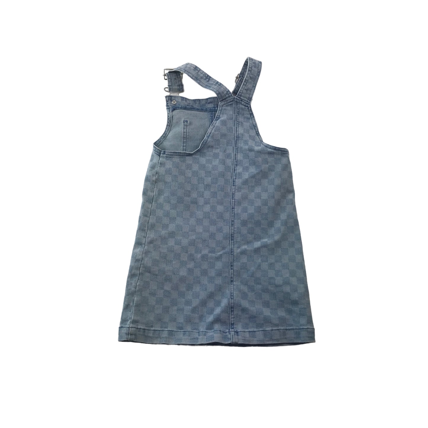 George Light Blue Denim Checked Dungaree Dress Age 5