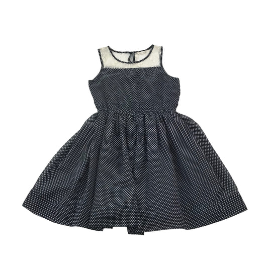 Matalan Navy Blue Polka Dot Dress Age 10