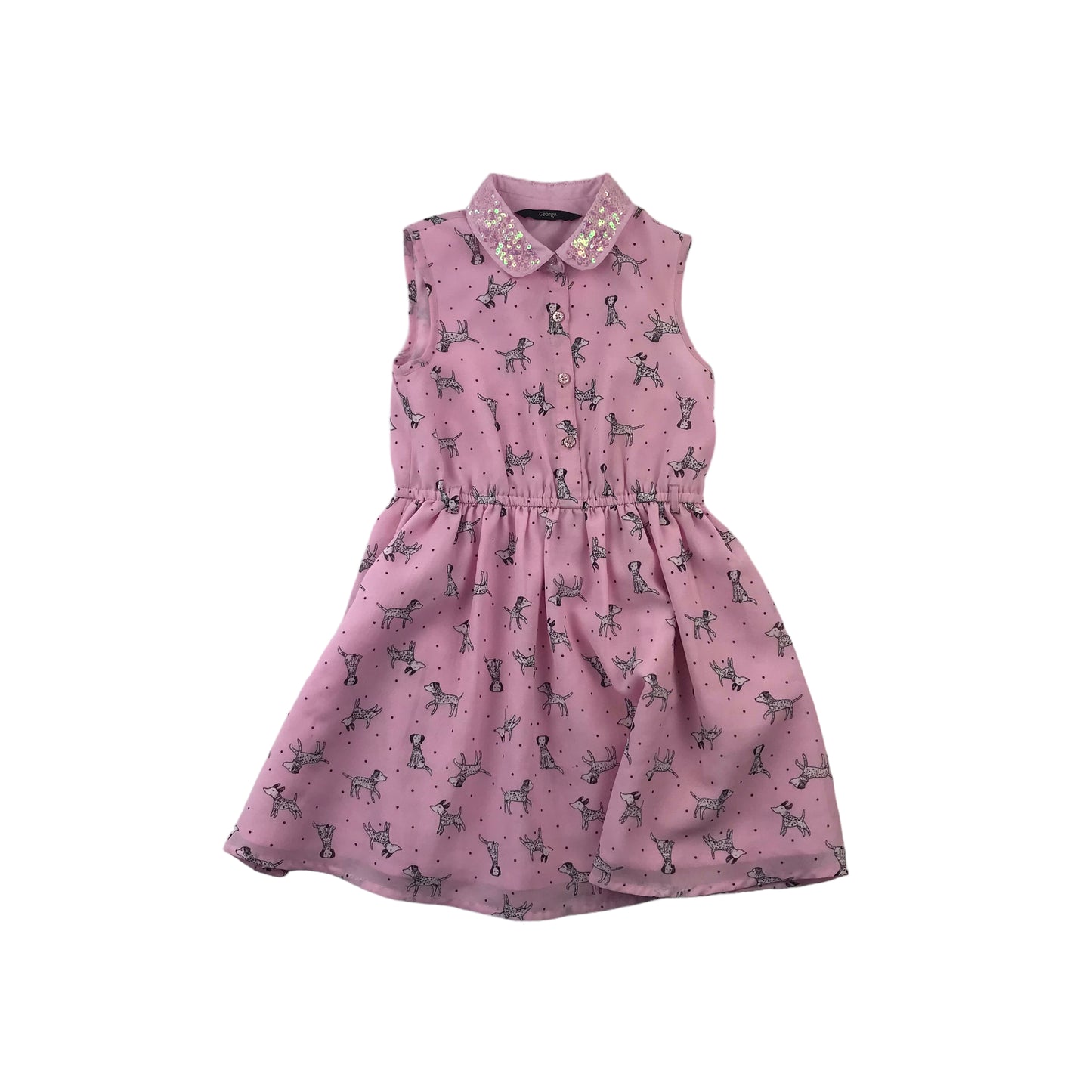 George Pink Dalmatian Printed Dress Age 6