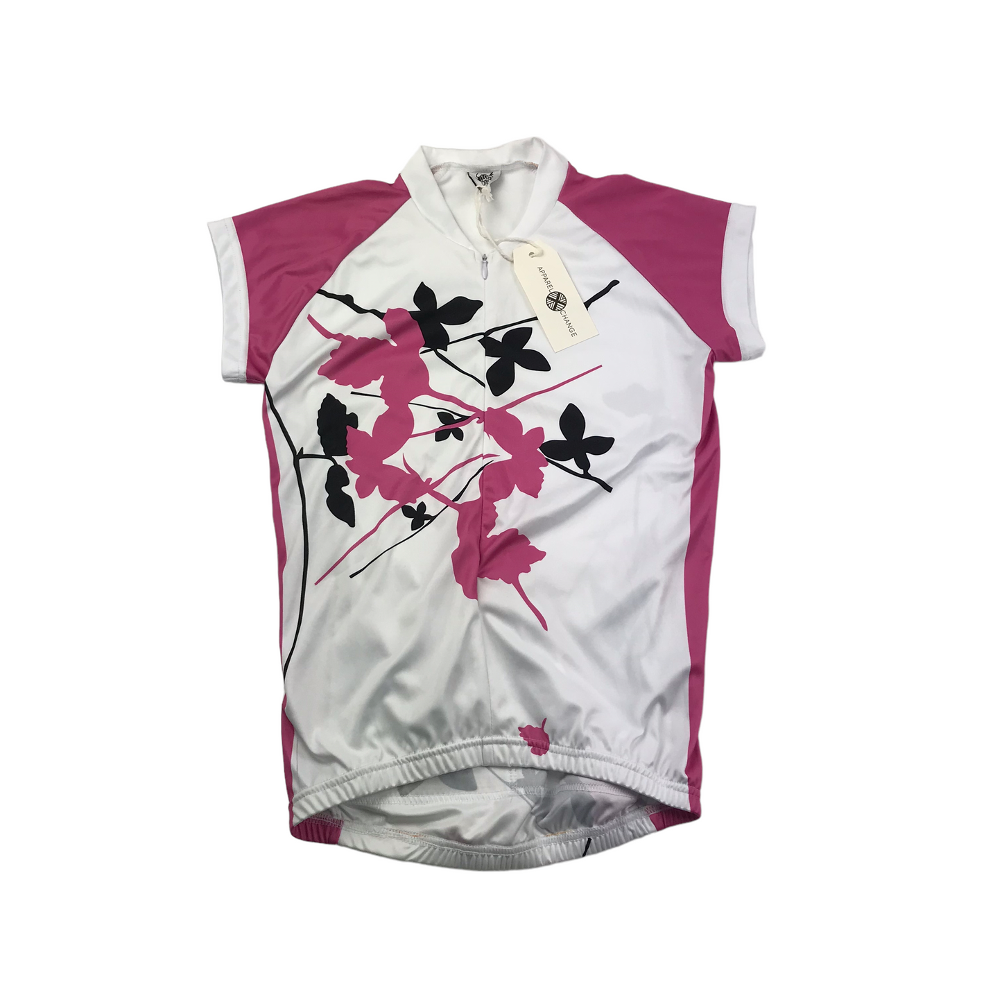 Foska White and Pink Short Sleeve Cycling Sports Top Women's Size 10