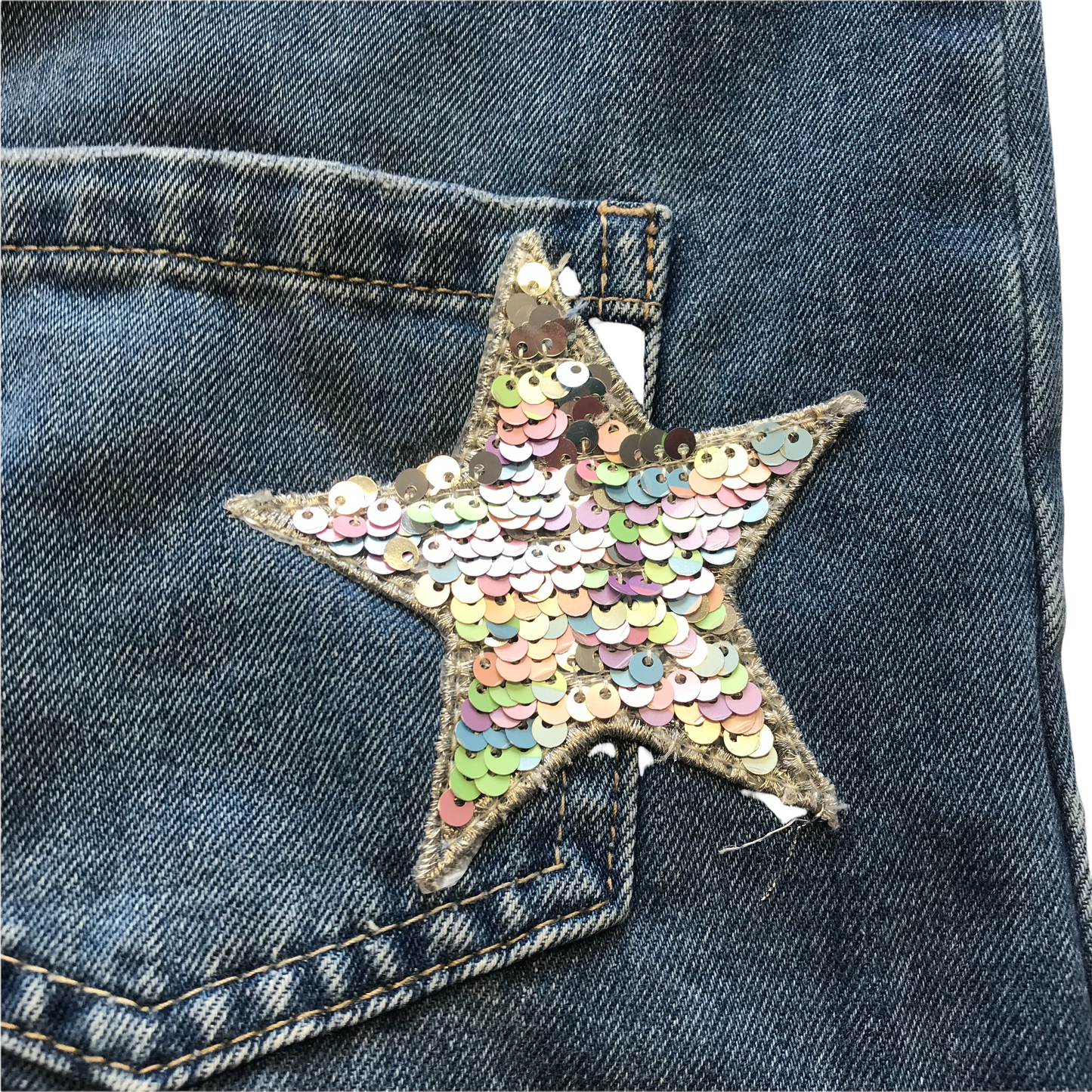 George Denim Sequin Patched Dungaree Dress Age 8