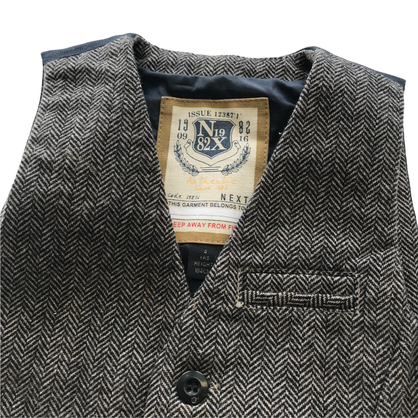 Next Warm Tone Grey Tweed-style Waistcoat Age 4