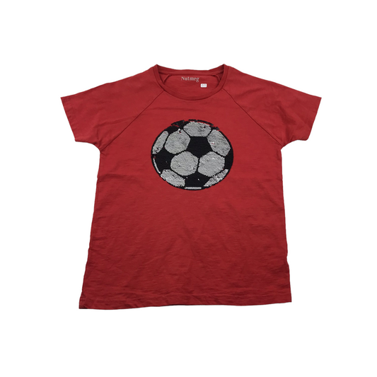 Nutmeg Red Flip Sequin Football T-shirt Age 11