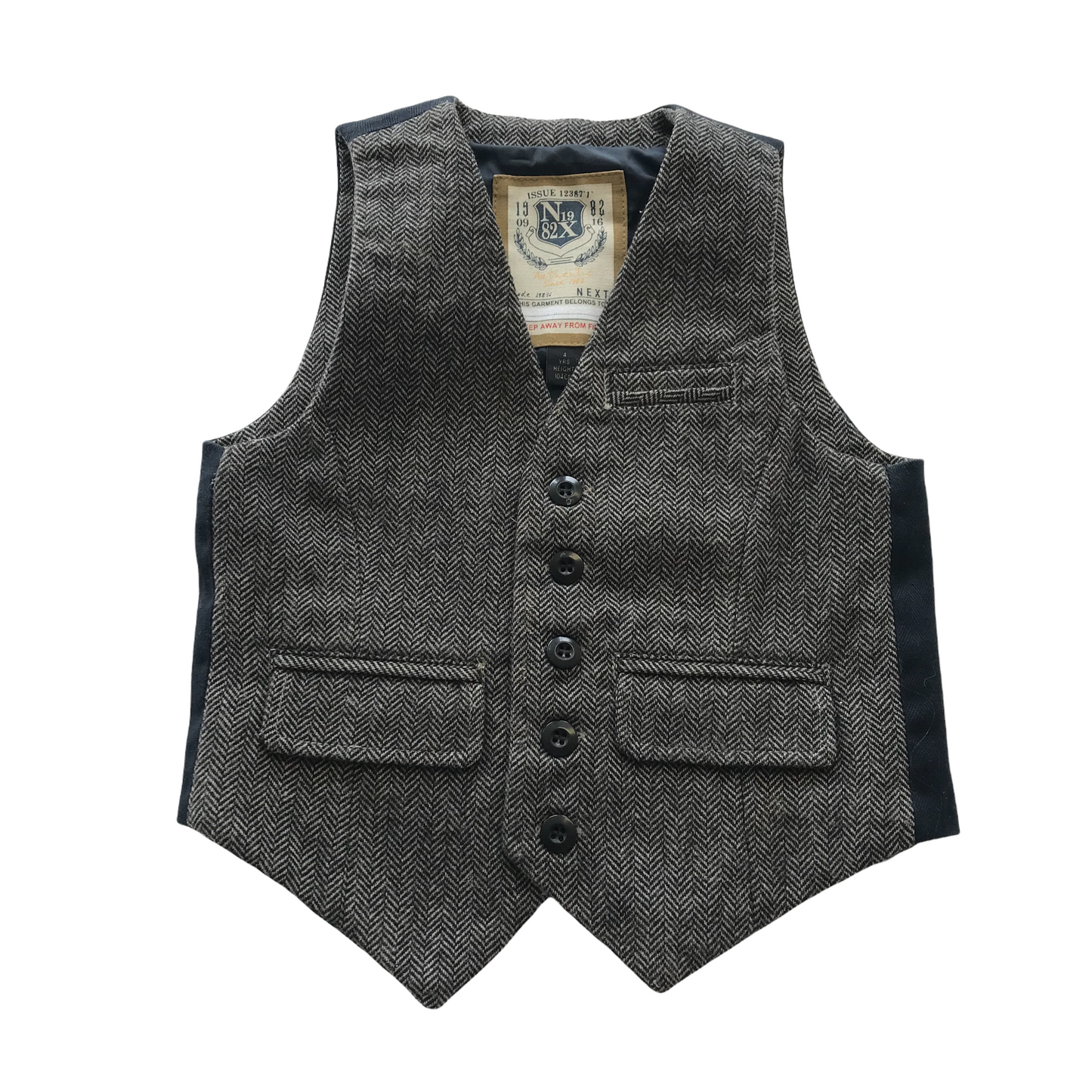 Next Warm Tone Grey Tweed-style Waistcoat Age 4