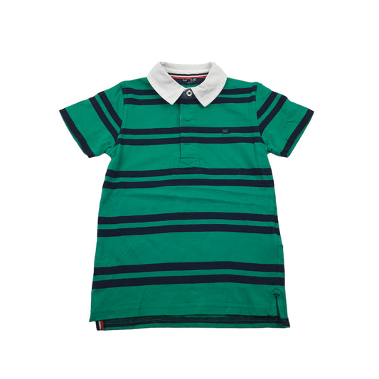 Maine Green and Navy Stripy Cotton Polo Shirt Age 5