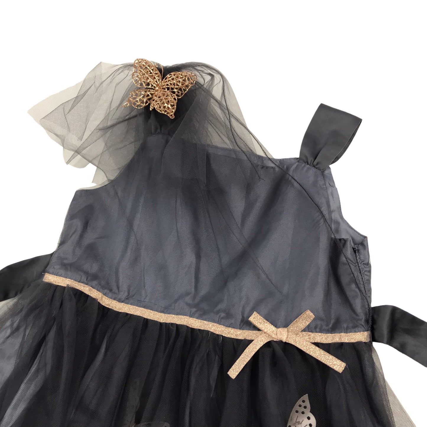 Monsoon Grey Tulle Overlay Butterfly Dress Age 9