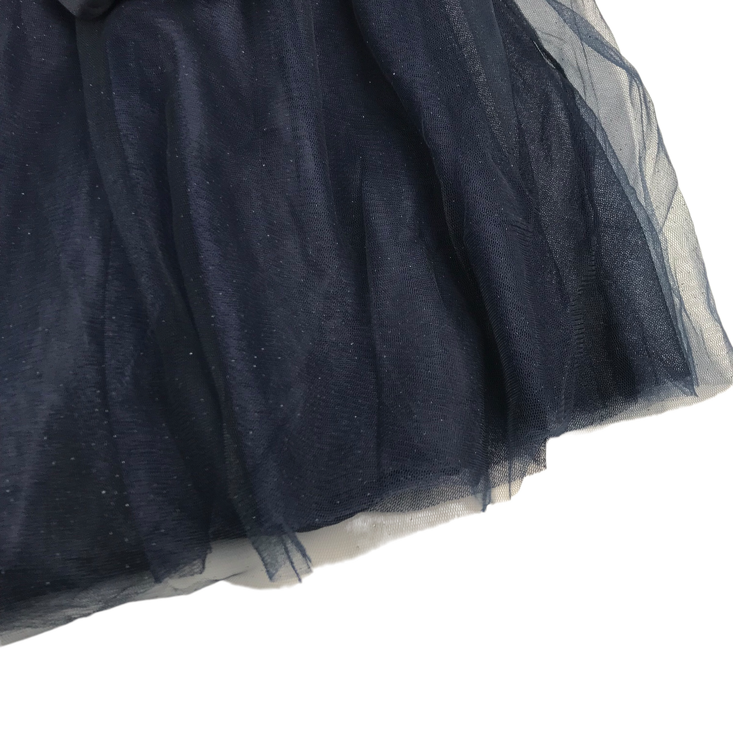 Monsoon Navy Blue Empire Mesh Dress Age 7