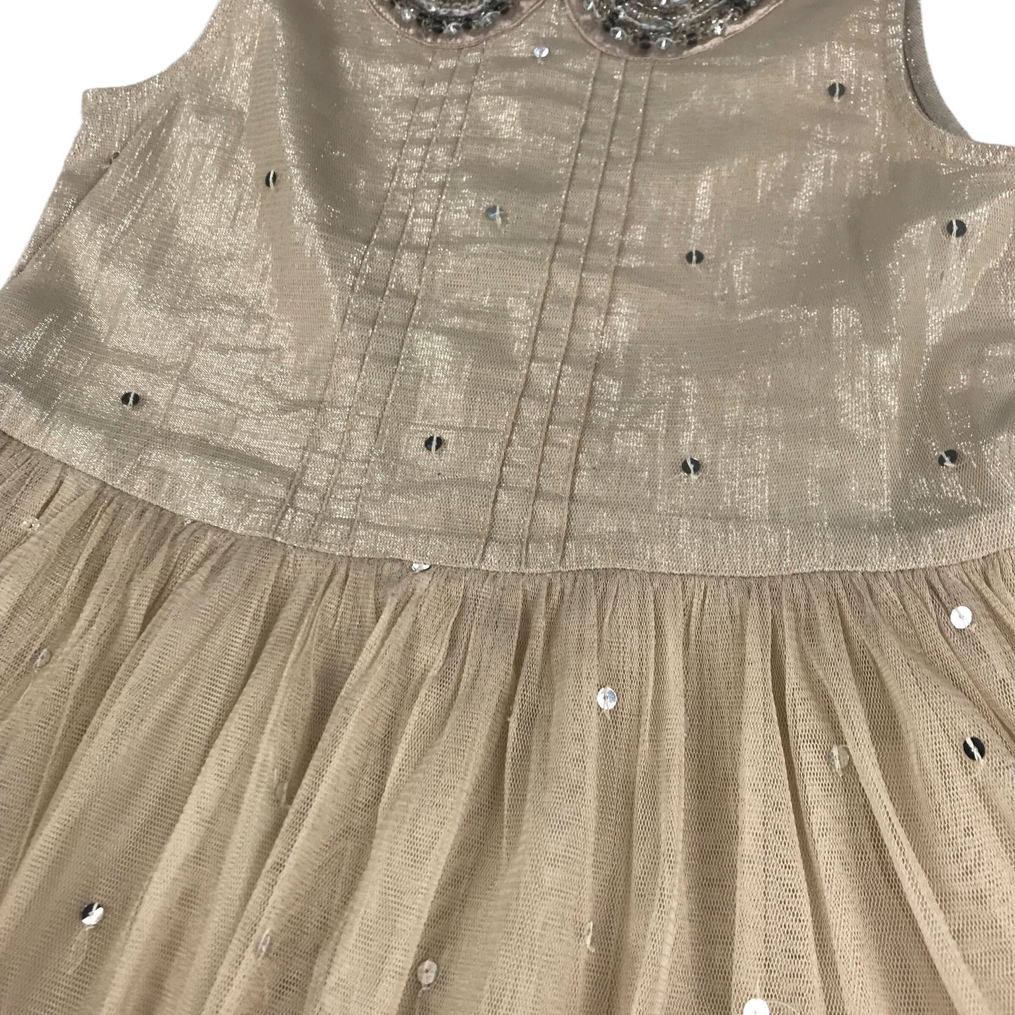 Next Light Beige Sequin Bow Detailed Dress Age 8