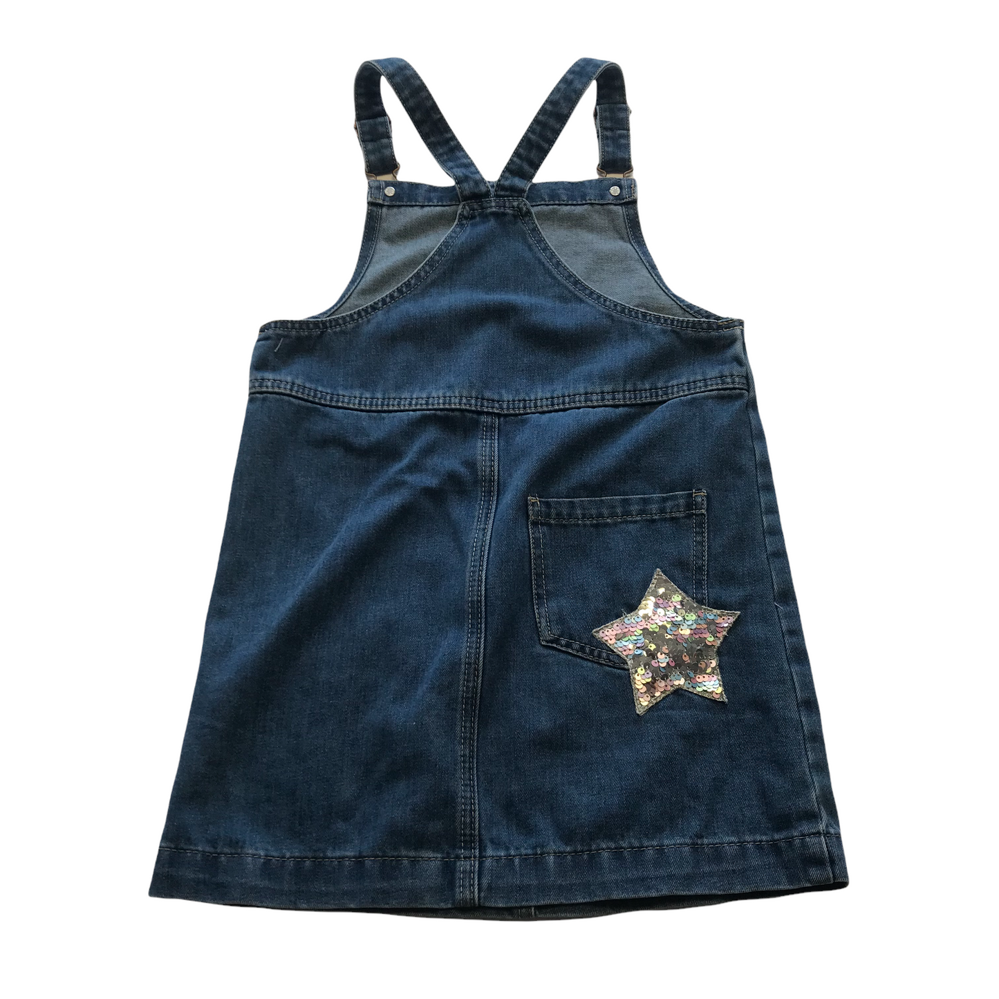 George Denim Sequin Patched Dungaree Dress Age 8