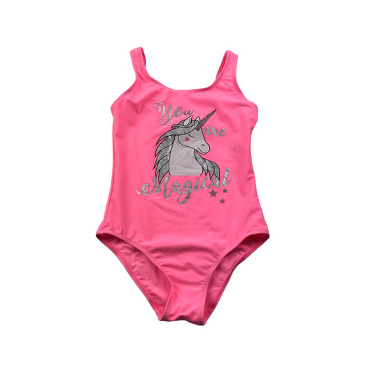 Primark Bright Pink Glitter Unicorn Swim Costume Age 8