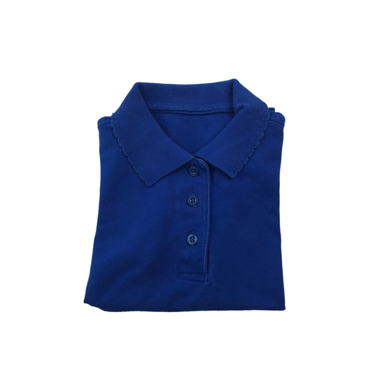 Royal Blue School Scalloped Collar Poloshirt