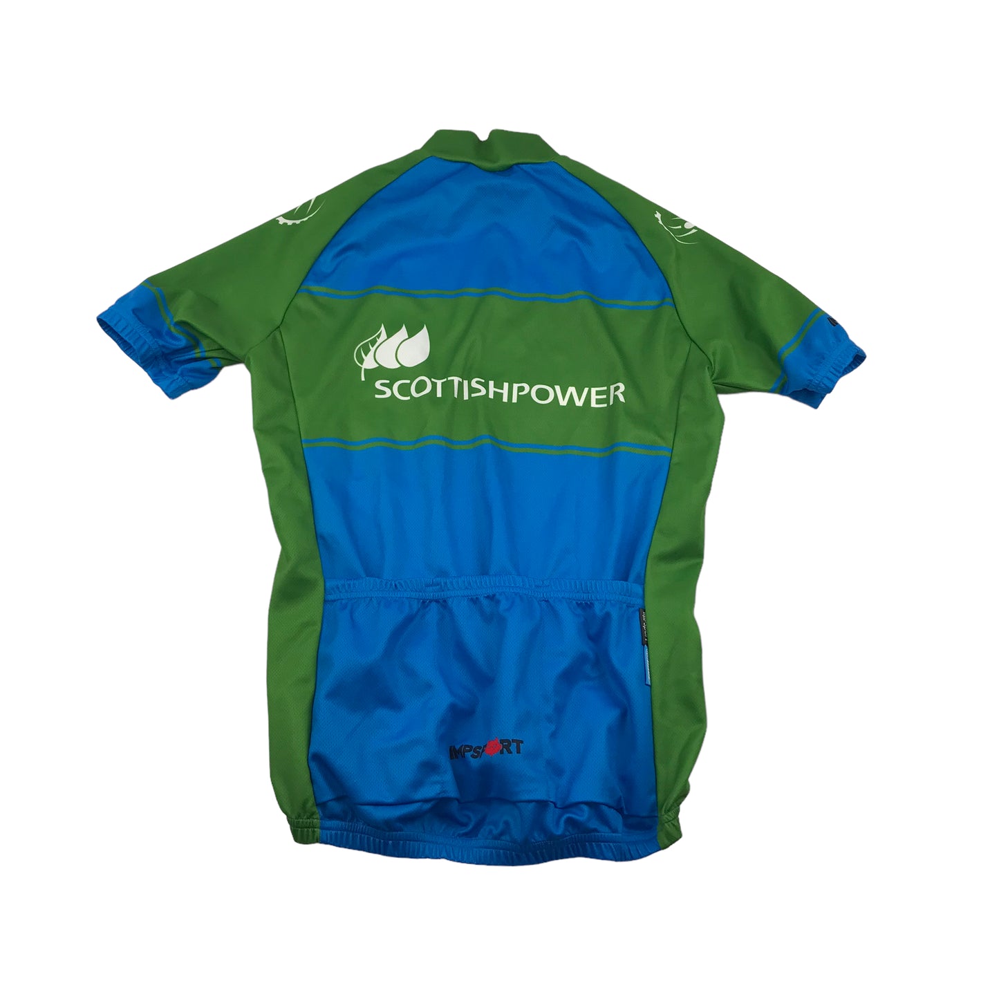 Impsport Green and Blue Short Sleeve Cycling Sports Top Adult Size S