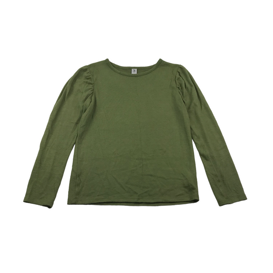 Tu Khaki Green Long Sleeve Knitted Style T-shirt Age 10