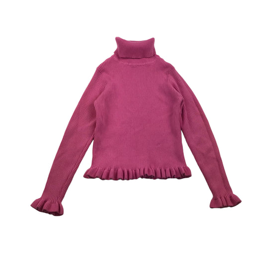 Matalan Pink Frill Peplum Turtle Neck Cropped Jumper Age 10