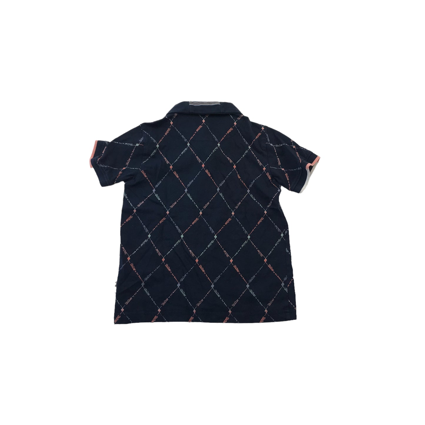 Ted Baker Navy Diamond Pattern Polo Shirt Age 5