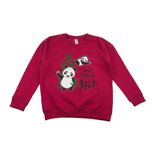 AWDis Fuchsia Pink Just Saying Hi Panda Sweater Age 9-11