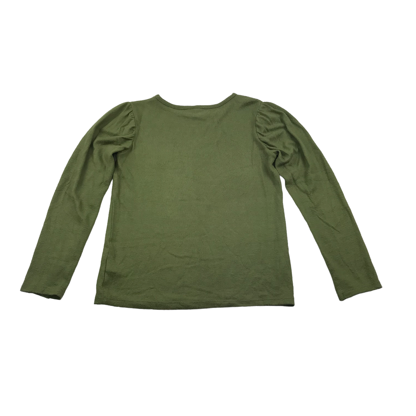 Tu Khaki Green Long Sleeve Knitted Style T-shirt Age 10