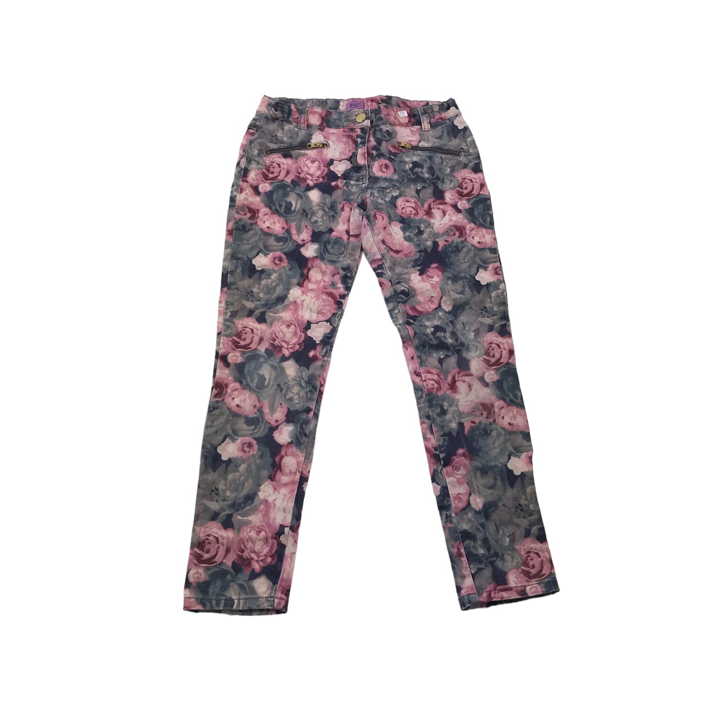 F&F Pink Floral Stretchy Trousers Age 9