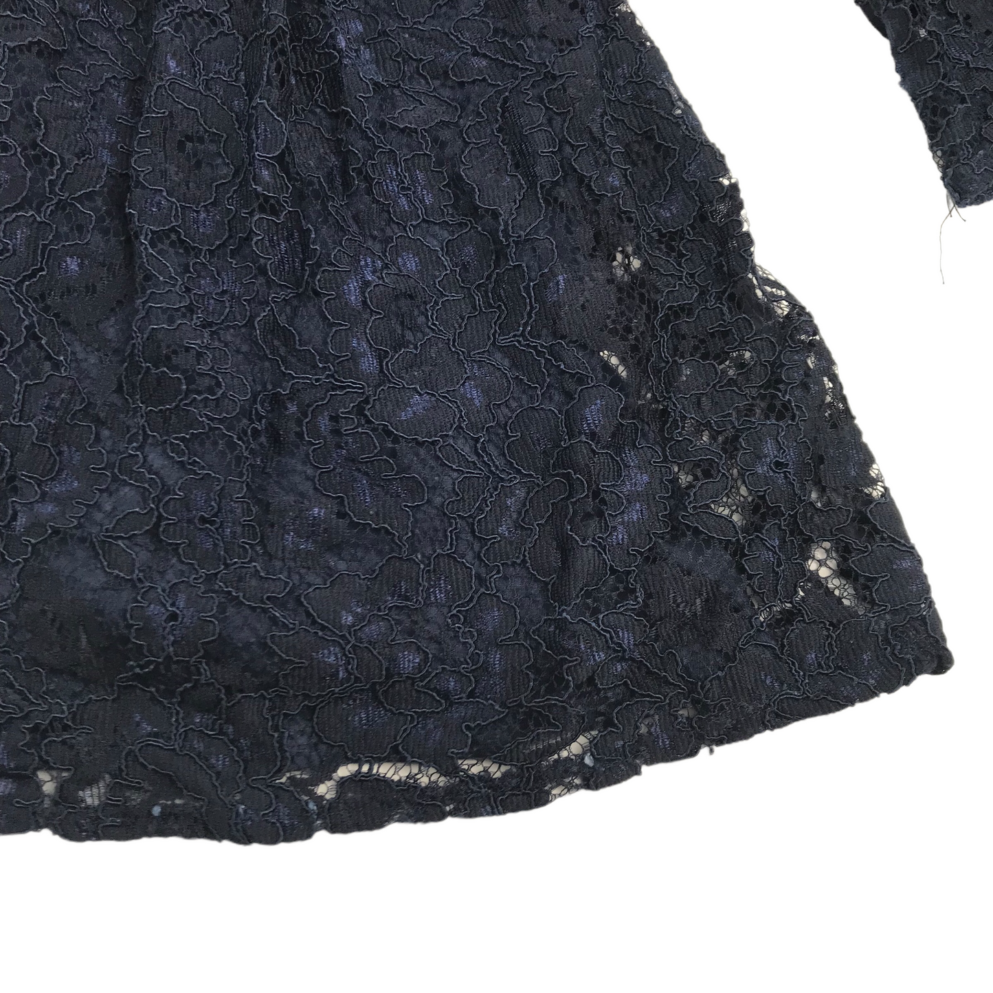 M&S Navy Blue Lace Layered Dress Age 10