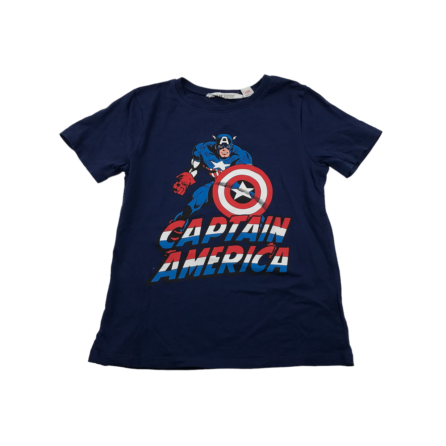 H&M Navy Blue Captain America Print T-shirt Age 7