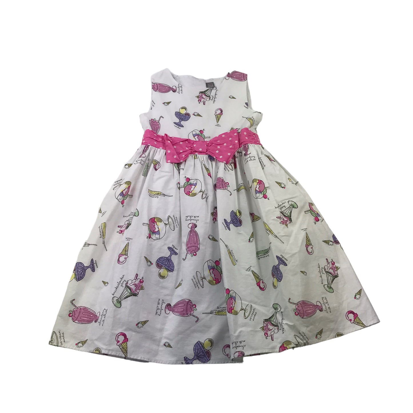 Tu White Ice Cream Print Cotton Dress Age 8