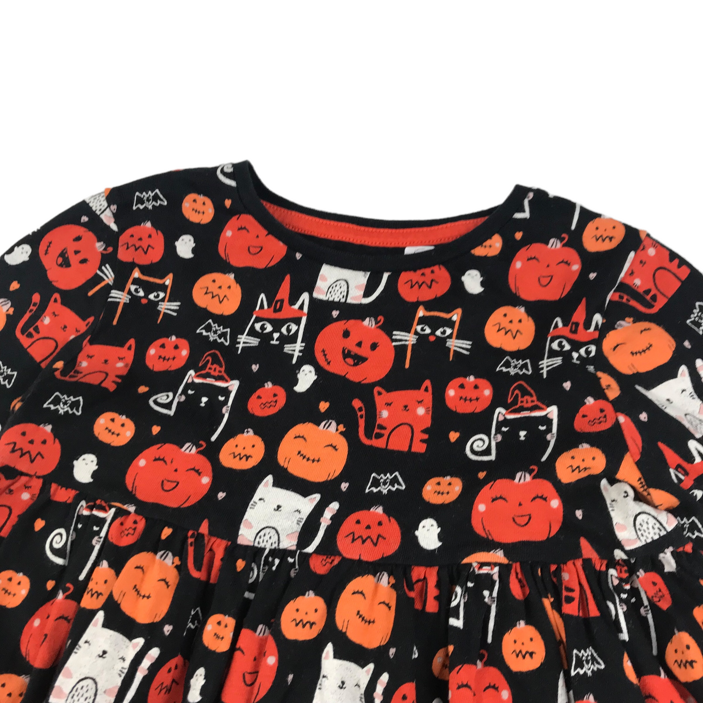 F&F Black Pumpkins and Cats Print Dress Age 5