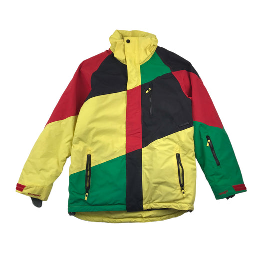 Surfanic Yellow Red and Green Hard Shell Skiing Jacket Adult Size S