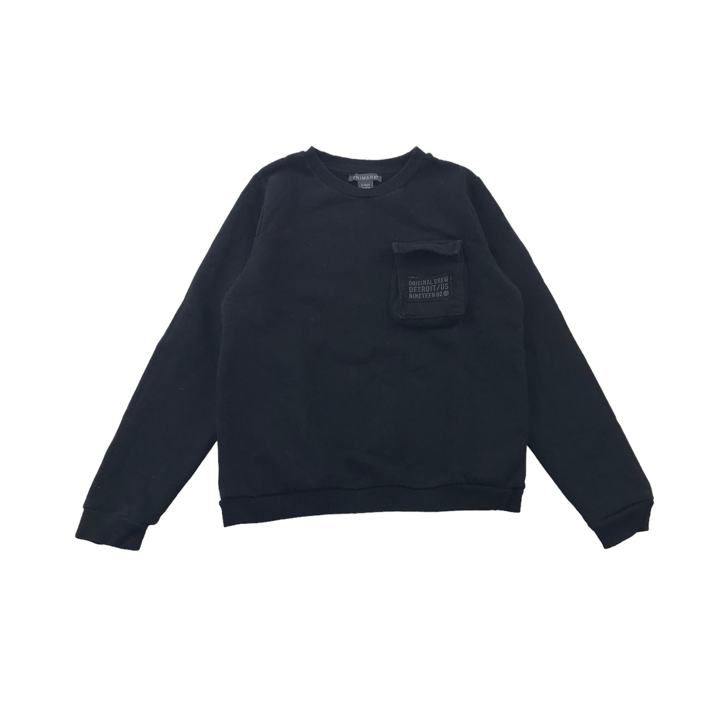 Primark Black Chest Pocket Sweatshirt Age 9