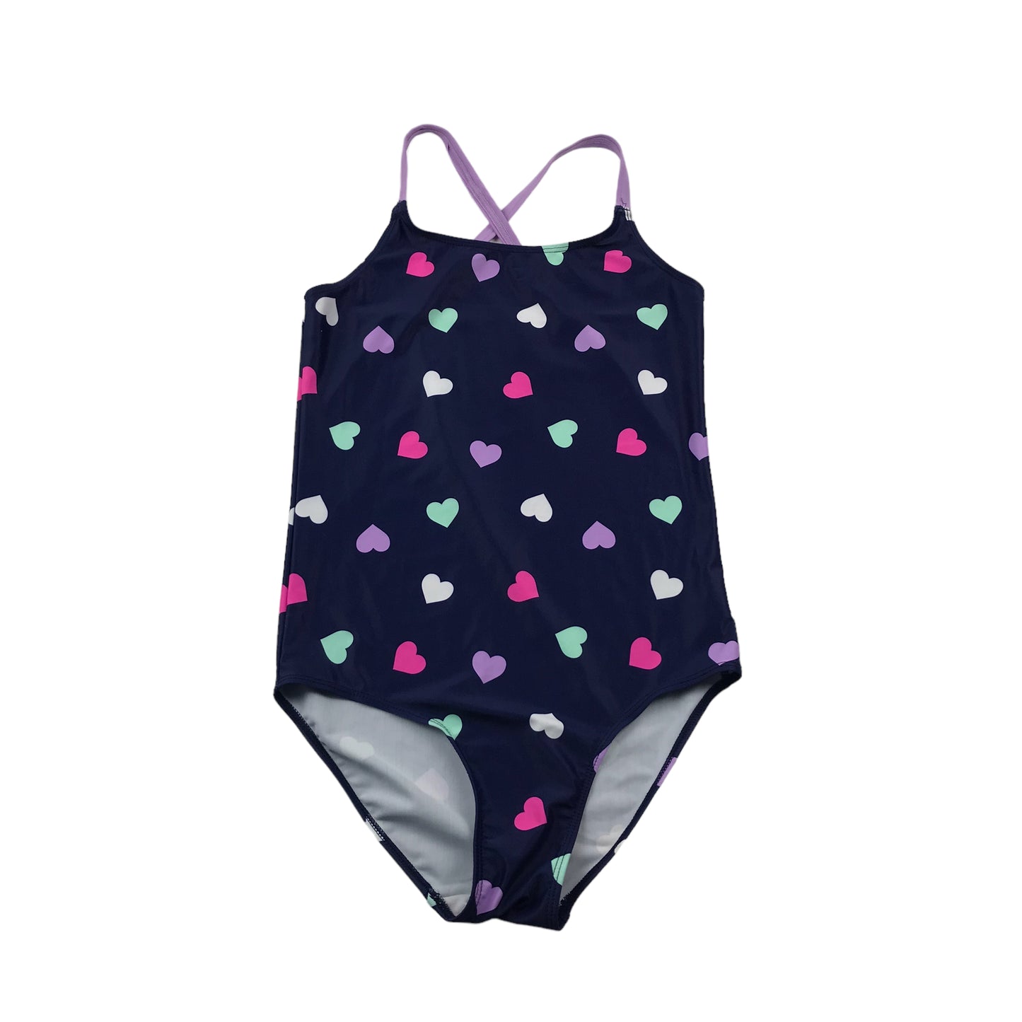 Tu Navy Blue Love Heart Swim Costume Age 12