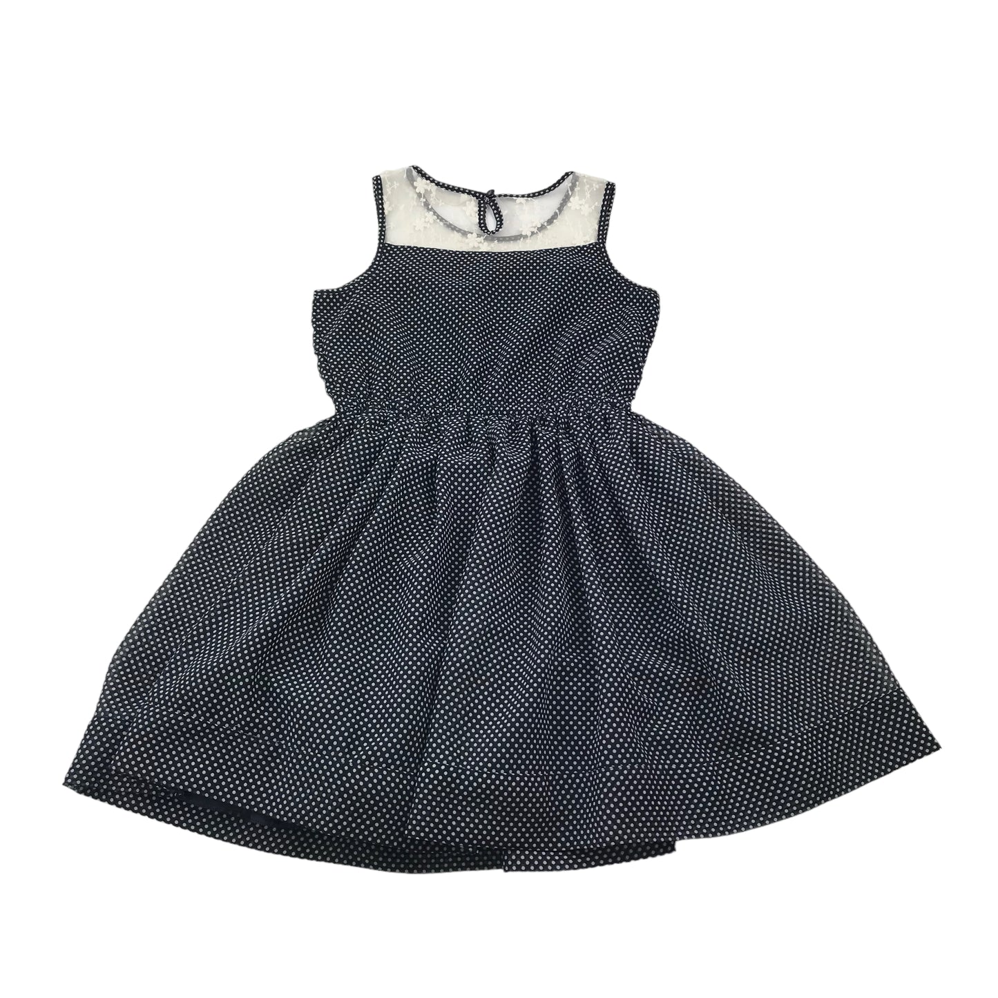 Matalan Navy Blue Polka Dot Dress Age 10