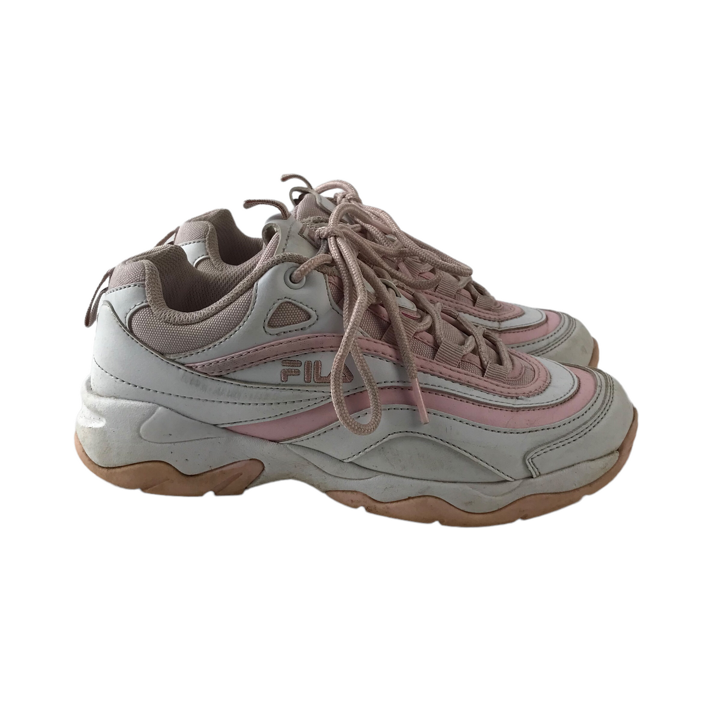 Fila White and Light Pink Trainers Size UK 5