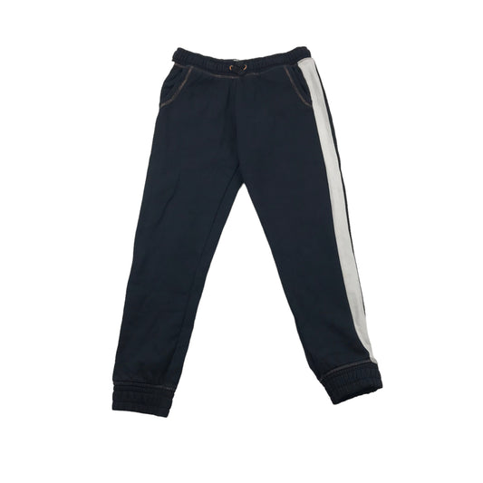 M&S Navy Blue White Side Stripe Joggers Age 7