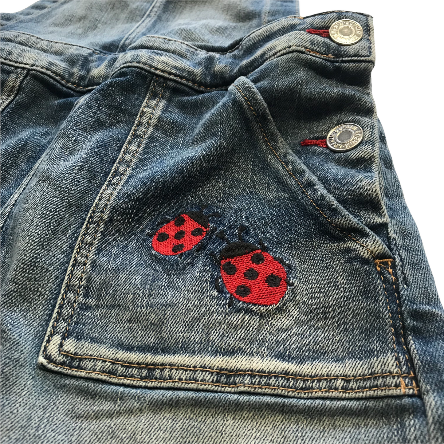 H&M Denim Ladybirds Dungaree Dress Age 9