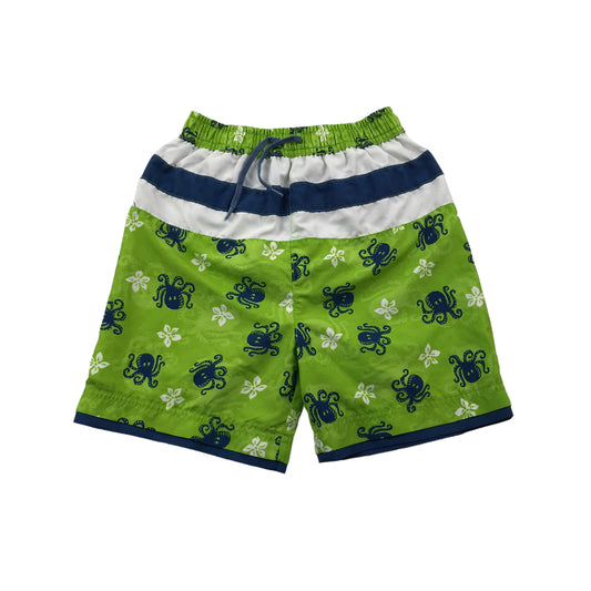 Mini Mode Green and Navy Octopus Swim Trunks Age 4
