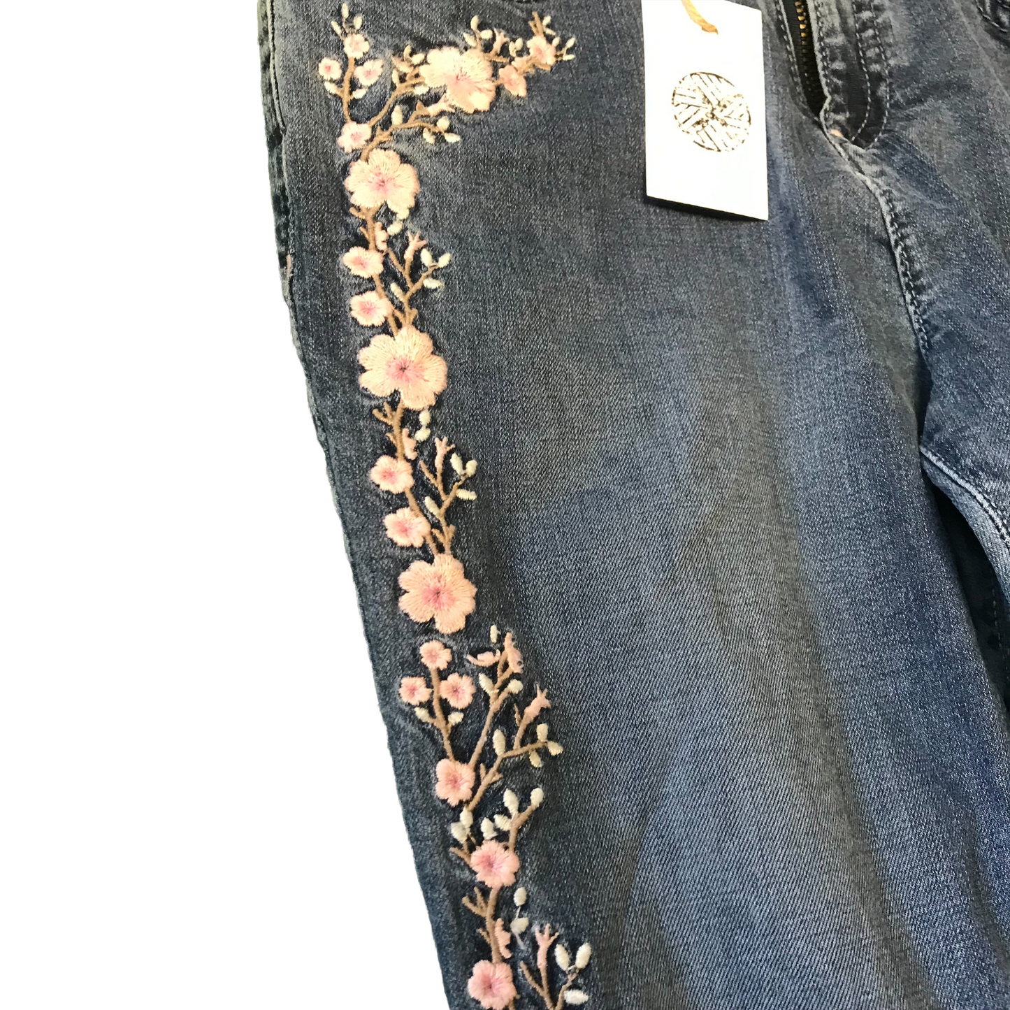 F&F Light Blue Floral Embroidery Stretchy Skinny Jeans Age 9