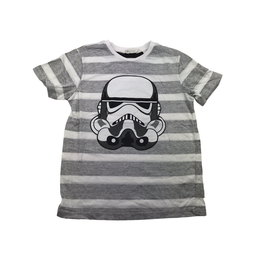 H&M Grey Stripy Star Wars Short Sleeve T-shirt Age 7