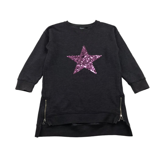 Next Dark Grey Long Sweater with Sequin Star Age 9