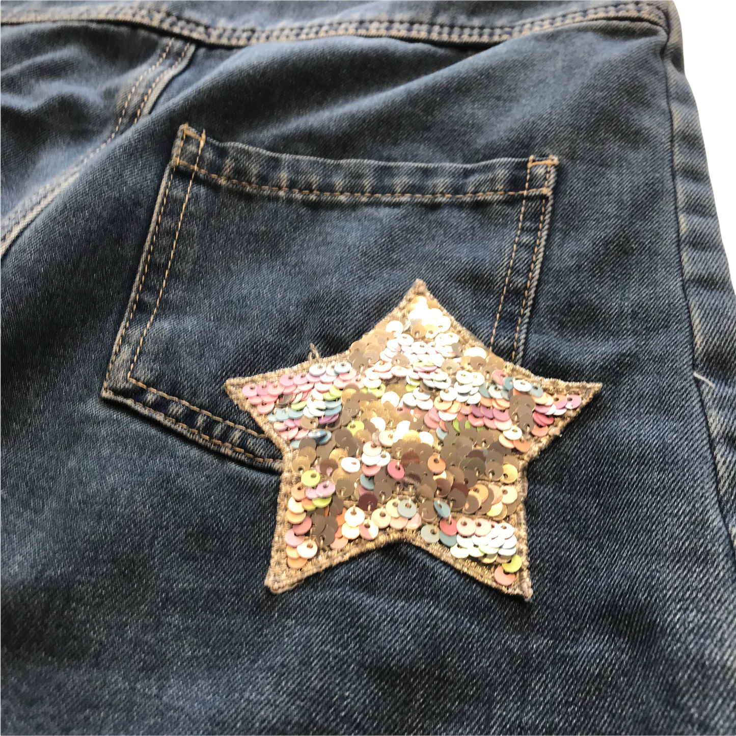 George Denim Sequin Patched Dungaree Dress Age 8