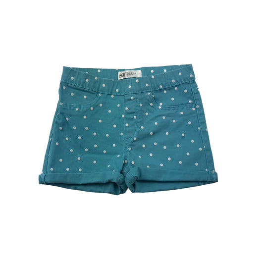 H&M Blue Polka Dot Stretchy Jegging Shorts Age 5