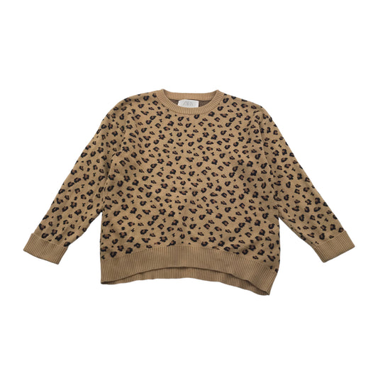 Zara Brown Animal Print Jumper with Silk Age 8