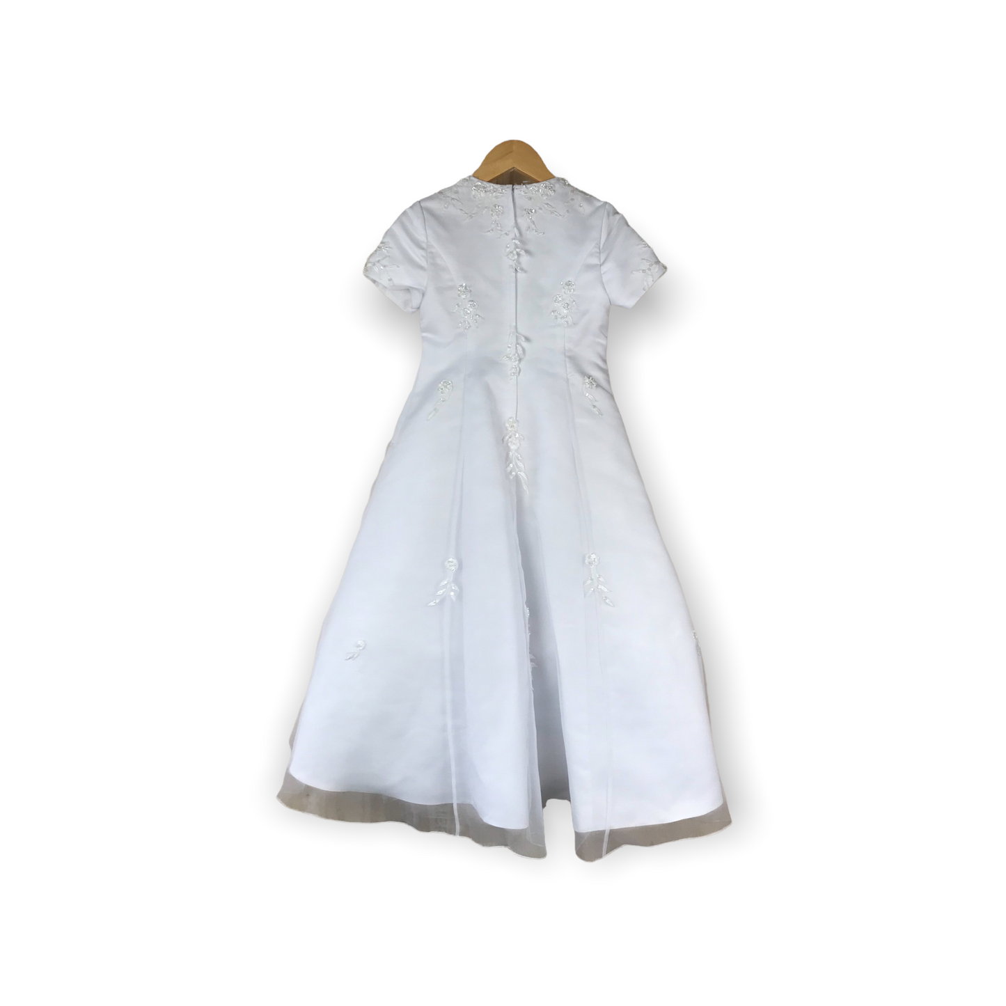 Little People White Embroidery and Tulle Layered Formal Dress Age 6