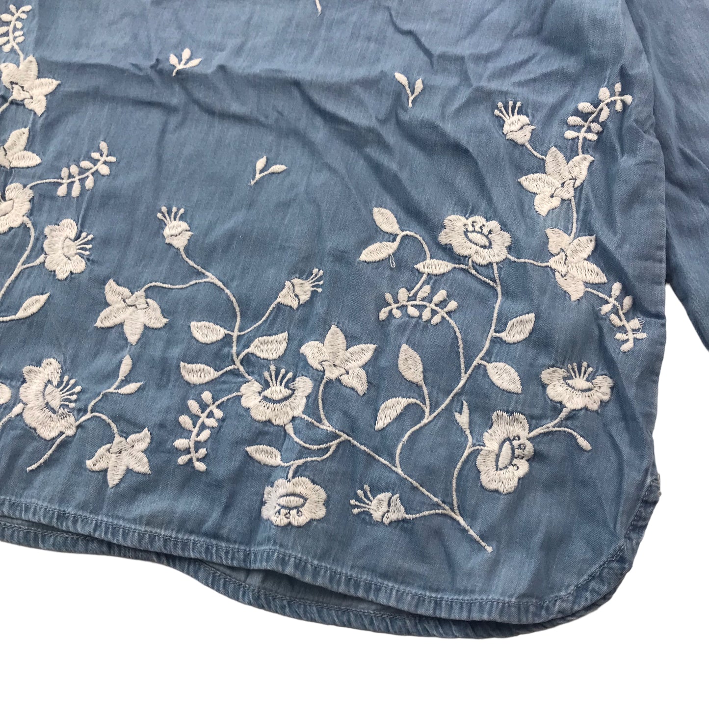 Lindex Blue Denim Embroidered Cotton Blouse Age 6